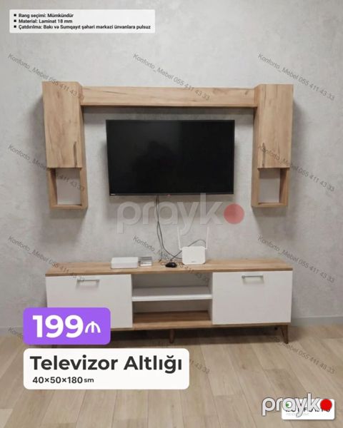 Televizor altlığı və asma rəf dəsti Ölçü: 40 50 180 sm — Bakı