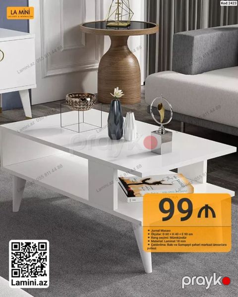 Düz masa, Açılmayan, Təkərsiz, Sadə laminat, Pulsuz quraşdırılma — Bakı