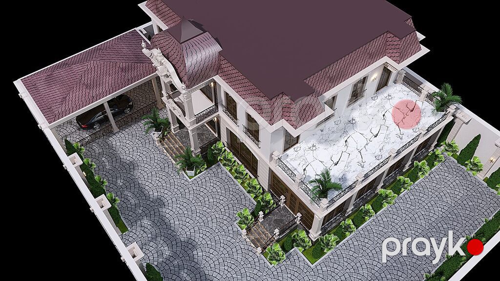 Neoklassik üslubda iki mərtəbəli villa layihəsi – fasad və landşaft — Dekor, dizayn, smeta və planlama, Gəncə (8)
