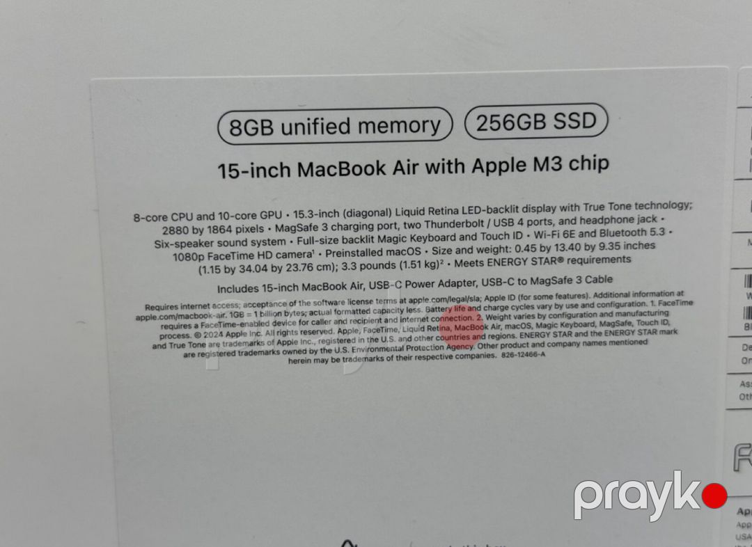 Apple MacBook Air 15” M3 8GB / 256GB — Noutbuklar, Bakı (3)