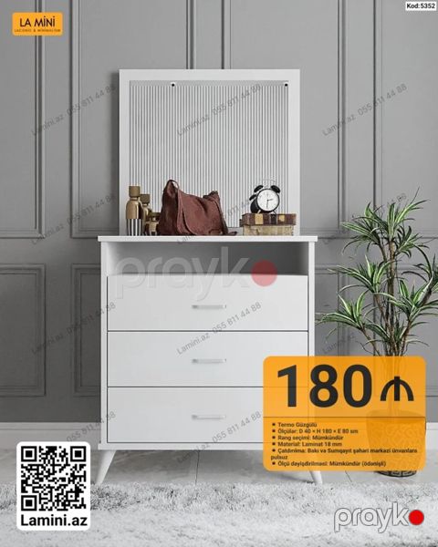 Termo güzgülü tualet masası/dressoir - Model kodu: 5352 - Material — Bakı