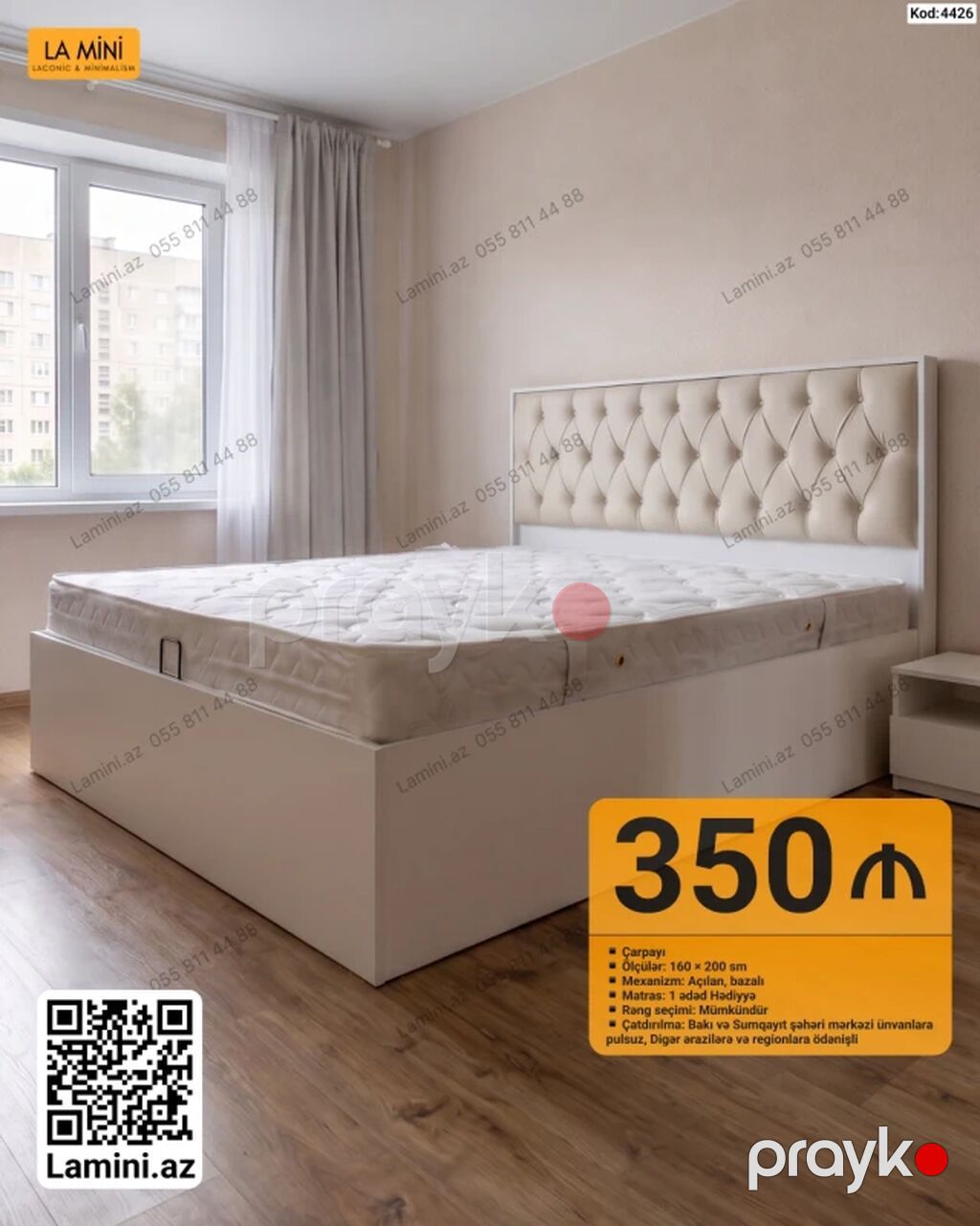 Çarpayı – La Mini - Ölçü: 160 200 sm - Mexanizm: açılan, bazalı — Yataqlar, Bakı (2)