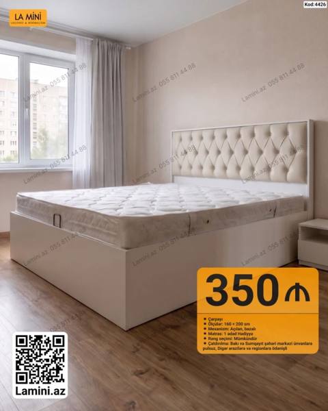 Məhsul: Çarpayı (Kod: 4426) Xüsusiyyətlər: - Ölçü: 160 200 sm — Lamini Mebel — Karavotlar