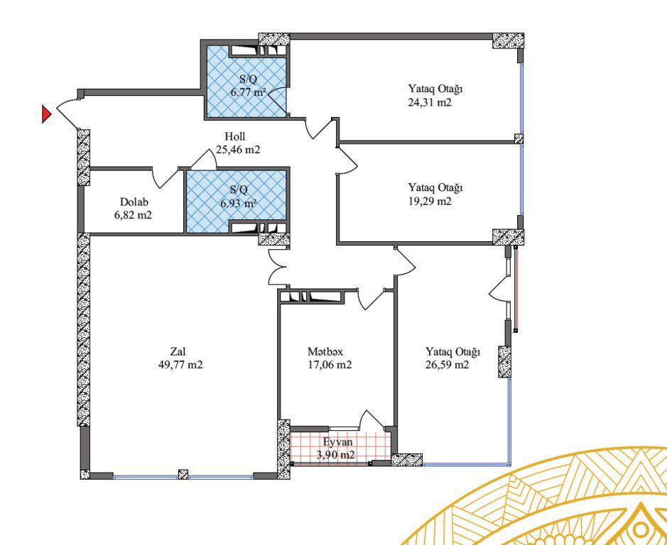 Satılır 4 otaqlı yeni tikili 187.5 m² — Mənzil, Bakı (2)