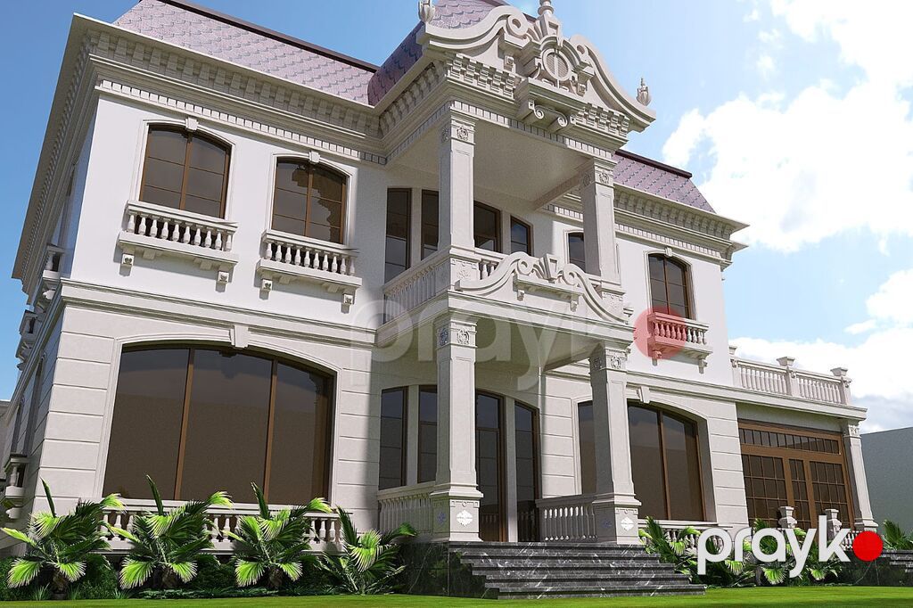 Neoklassik üslubda iki mərtəbəli villa layihəsi – fasad və landşaft — Dekor, dizayn, smeta və planlama, Gəncə (4)