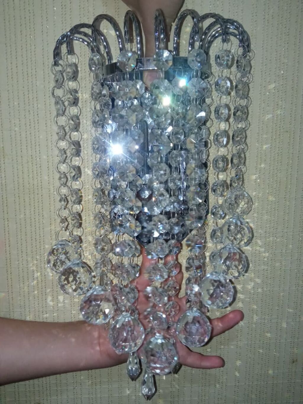 Kristal divar braları – 2 ədəd (cüt) - Material: xrom rəngli metal — Duvara asılı şamlar və lambalar, Digah (2)
