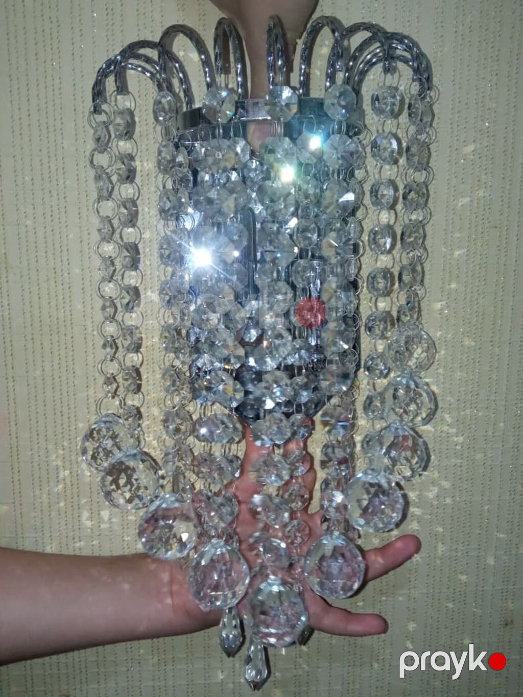 Kristal divar braları – 2 ədəd (cüt) - Material: xrom rəngli metal — Duvara asılı şamlar və lambalar, Digah (2)