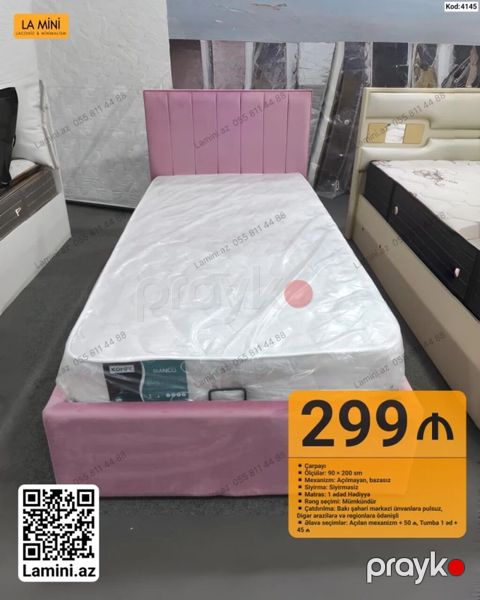 Məhsul: Tək nəfərlik çarpayılar (2 model) Model 1 – Kod: 4145 - Ölçü — Bakı