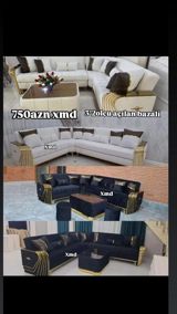 3×2 ölçülü, açılan-bazalı künc divan dəsti - L‑şəkilli künc divan — Mallar