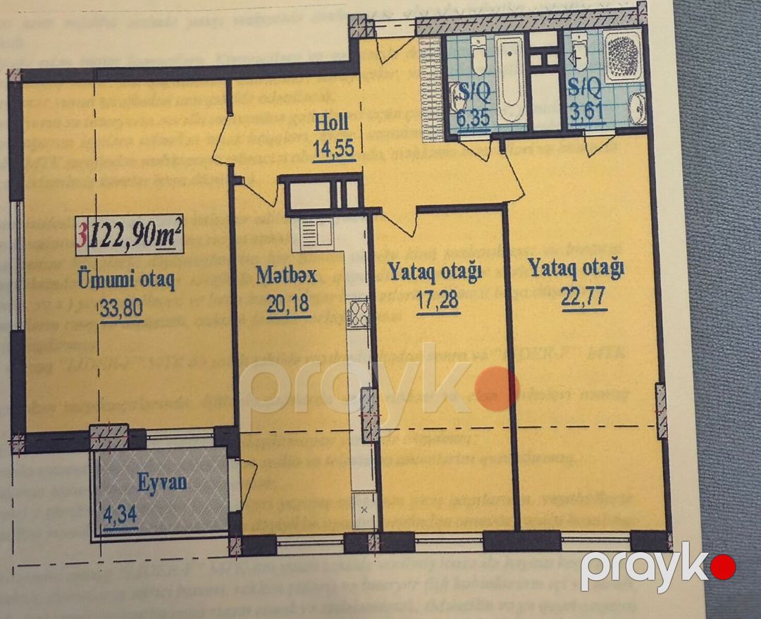 Satılır 3 otaqlı yeni tikili 123 m² — Mənzil, Bakı (2)