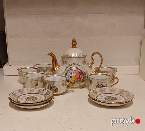 Çay dəsti, rəng - Qızılı, Farfor, 6 nəfərlik, Çexiya — Bakı