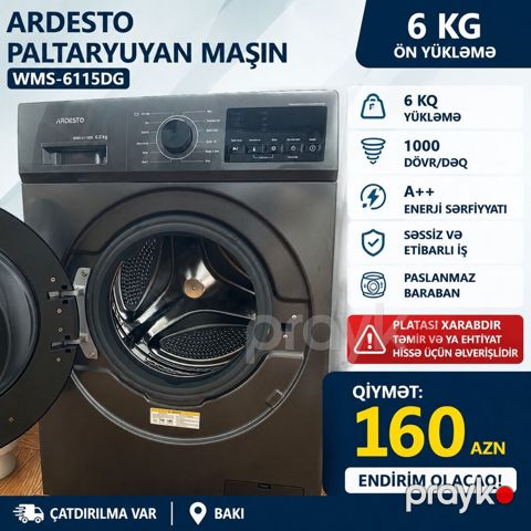 Ardesto WMS-6115DG paltaryuyan maşın - Ön yükləmə, 6 kq yükləmə həcmi — Bakı