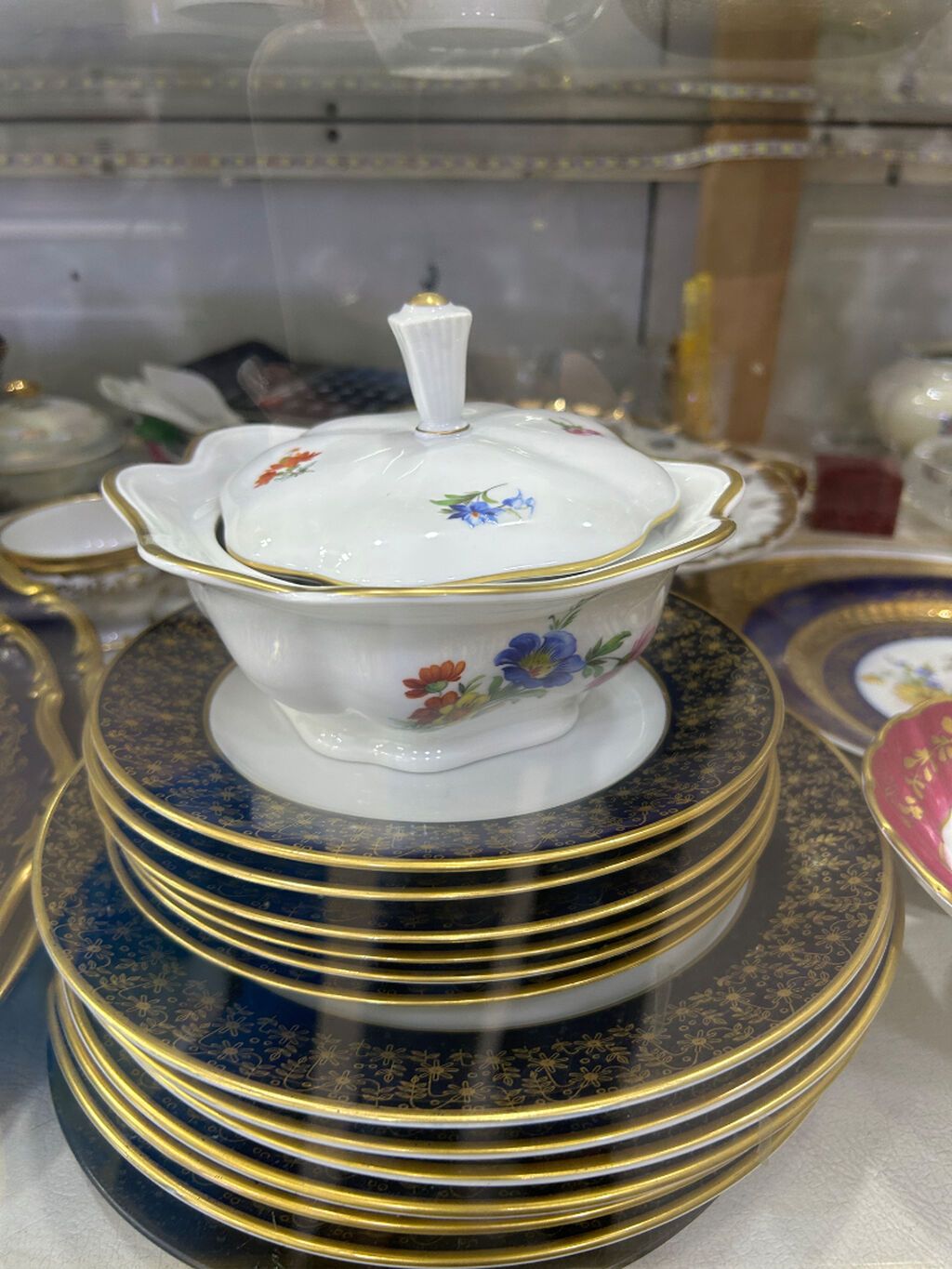 Çay dəsti, rəng - Göy, Kobalt, Weimar, 6 nəfərlik, Almaniya — Süfrə qabı, Bakı (4)