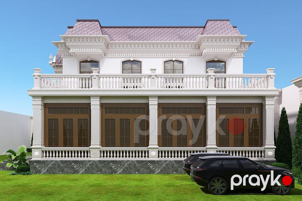 Neoklassik üslubda iki mərtəbəli villa layihəsi – fasad və landşaft — Dekor, dizayn, smeta və planlama, Gəncə