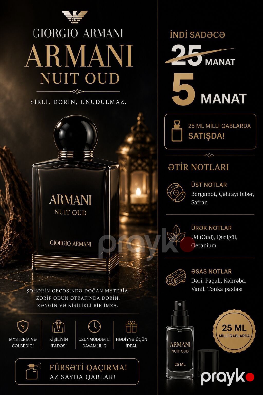 Premium ətir kolleksiyası – 25 ml milli qablar 1) Gucci Guilty Men — Ətir, Bakı (3)