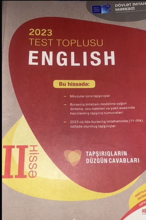 İngilis dili Testlər 11-ci sinif, DİM, 2-ci hissə, 2023 il — Bakı