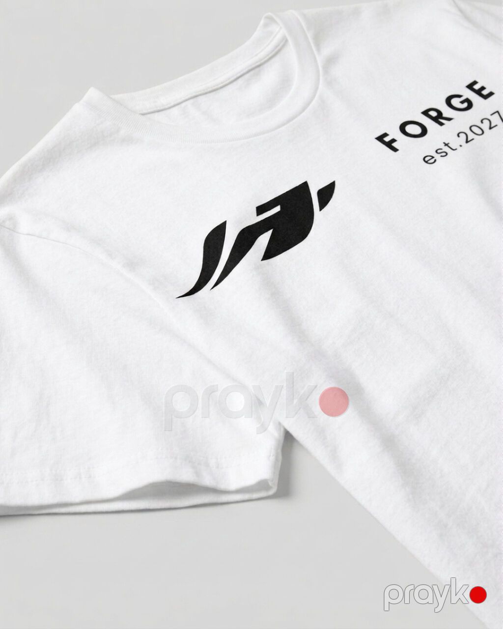 Ağ rəngli qısaqoll T‑shirt – Forge est. 2027 loqolu - Minimalist — Futbolka və polo, Saray (2)