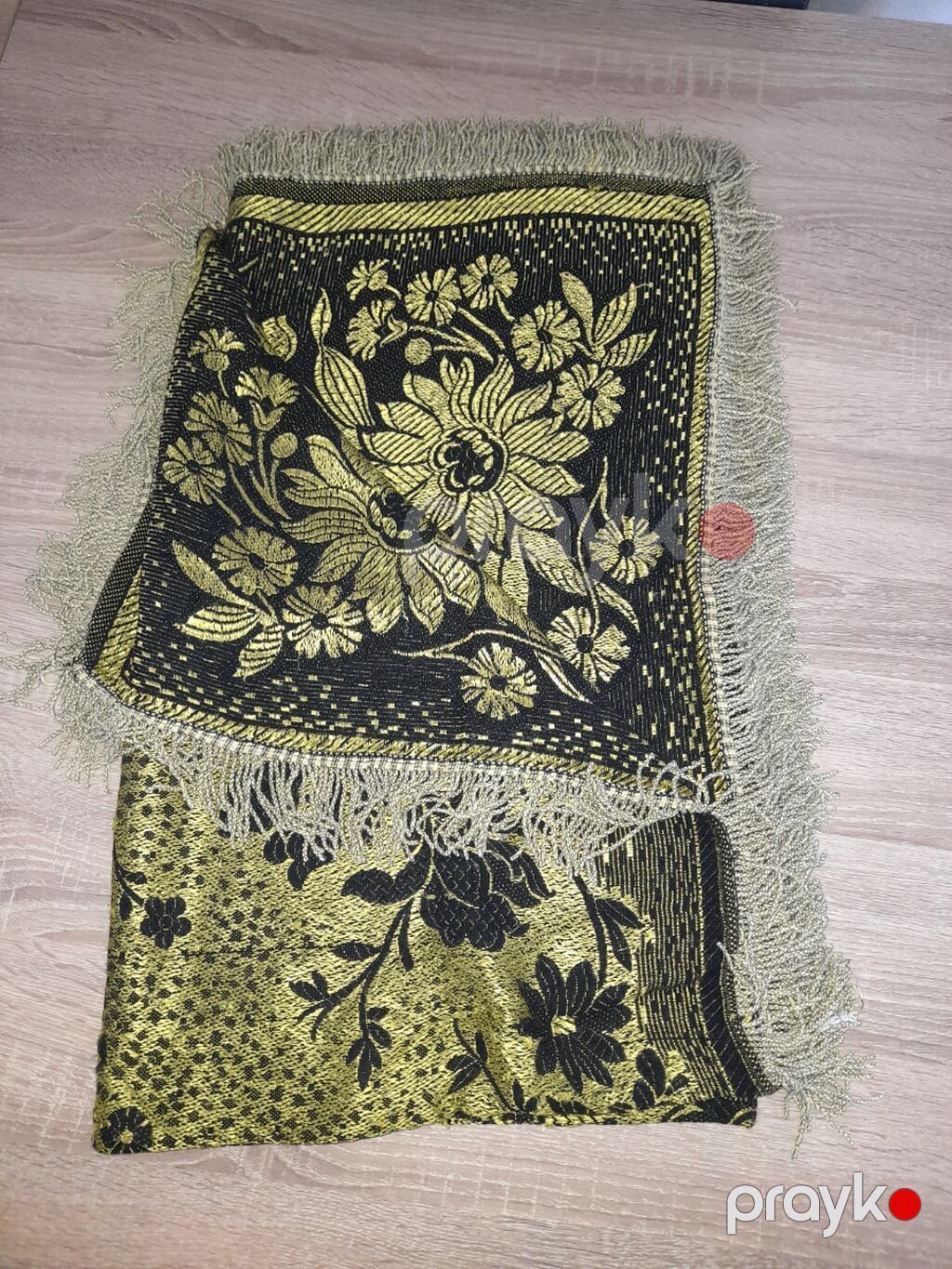 Qızılı-qaranlıq naxışlı şal/örtü - Material: sıx toxunma, ipəkabənzər — Örtüklər və çarşavlar, Bakı (3)