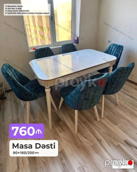 Masa Dəsti – 90×160/200 sm - Masa mexanizmi: açılan (uzadıla bilən) — Bakı