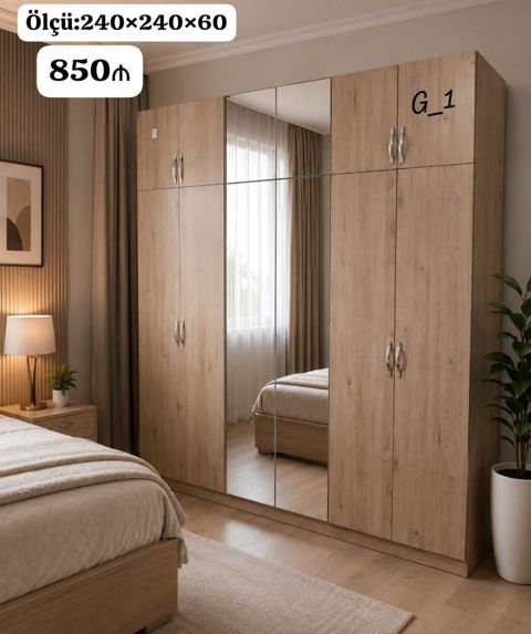 Yataq otağı üçün geniş qarderob şkaf Ölçü: 240×240×60 sm Qiymət: 850 — sifaris_yeni_mebel_Gülü_Hüseyn — Шкафы