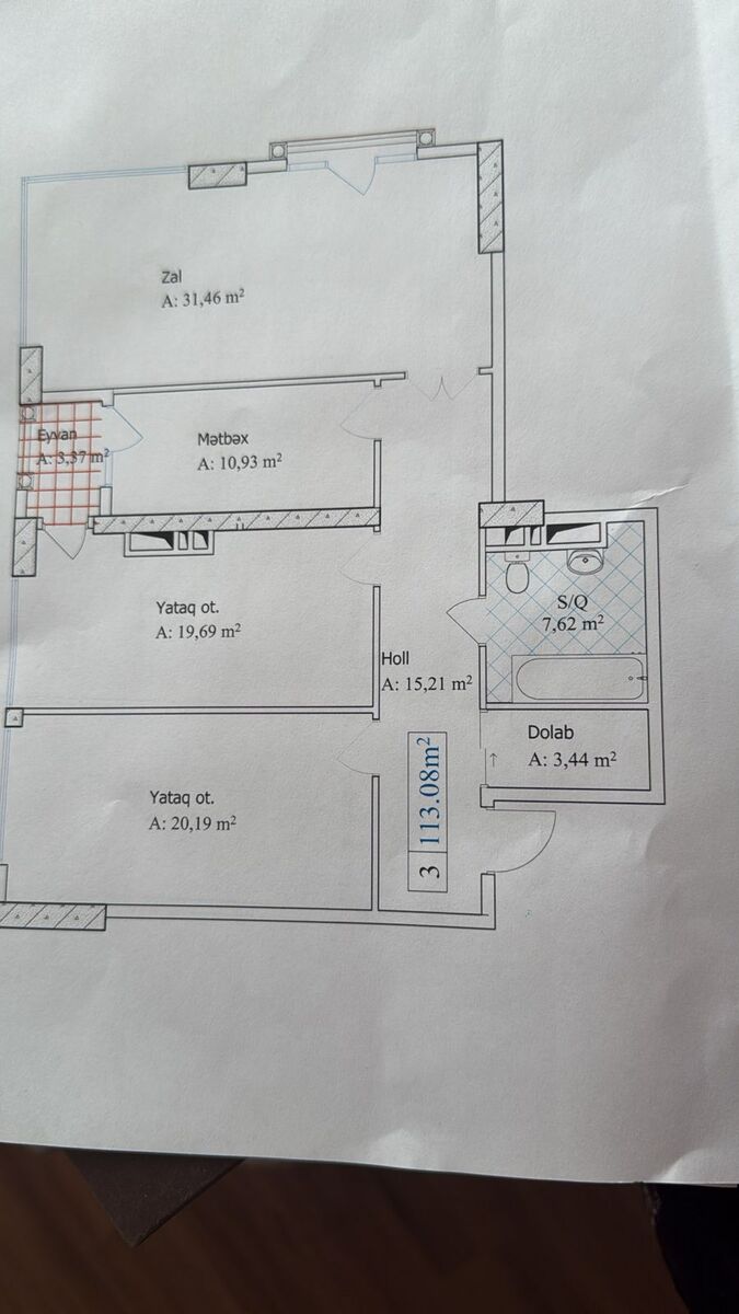 Satılır 3 otaqlı yeni tikili 113 m² — Mənzil, Bakı (7)
