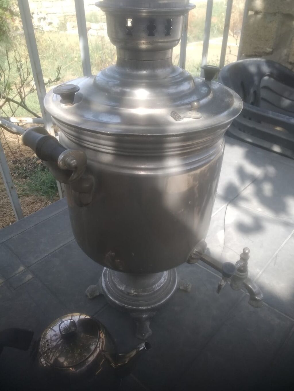 Metall samovar + çaydan dəsti - Klassik kömür/odunla işləyən samovar — Samovarlar, Bakı (2)