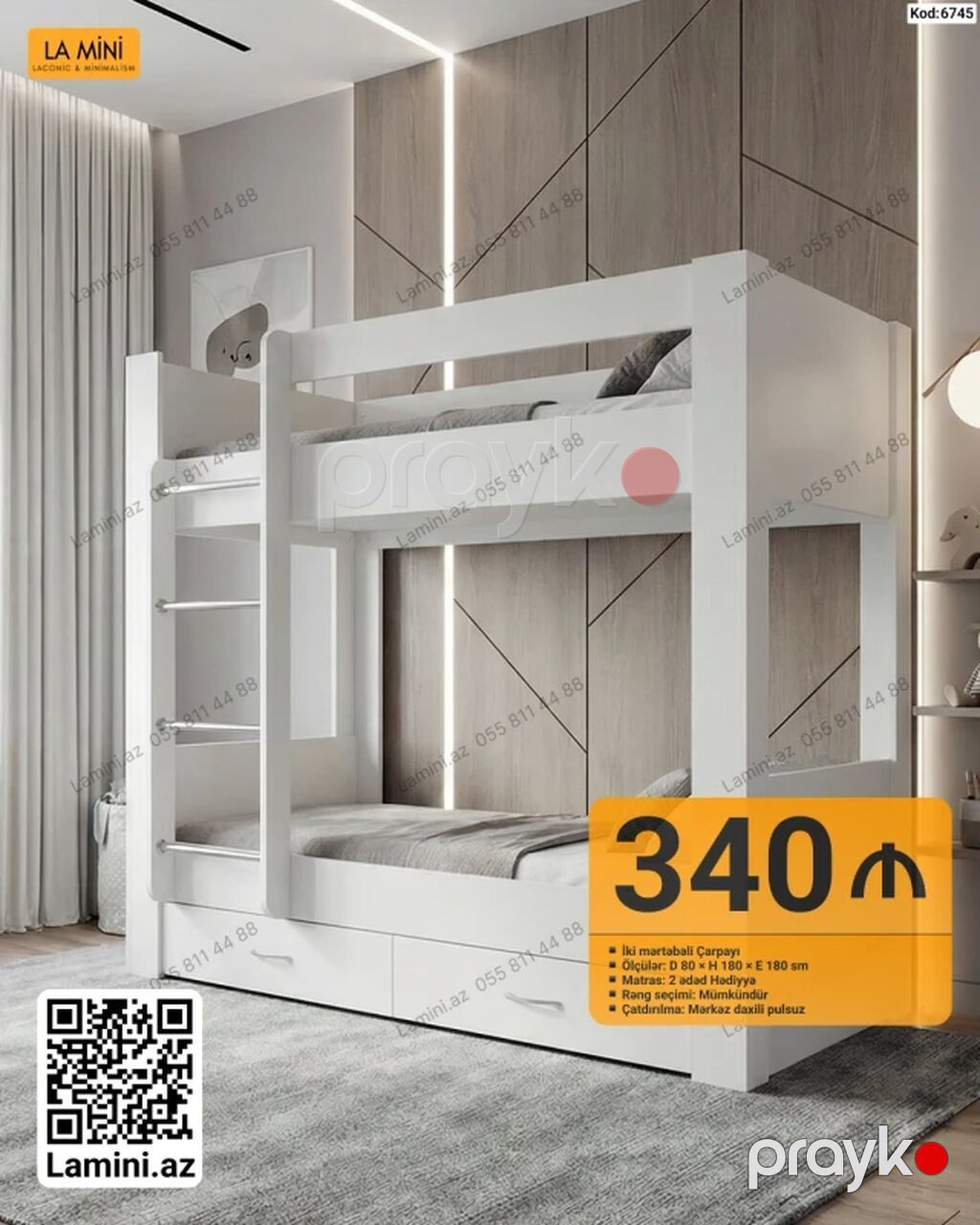 Məhsul: Çarpayılar (LA Mını) 1) Tək nəfərlik çarpayı - Ölçü: 90 200 — Yataqlar, Bakı (2)