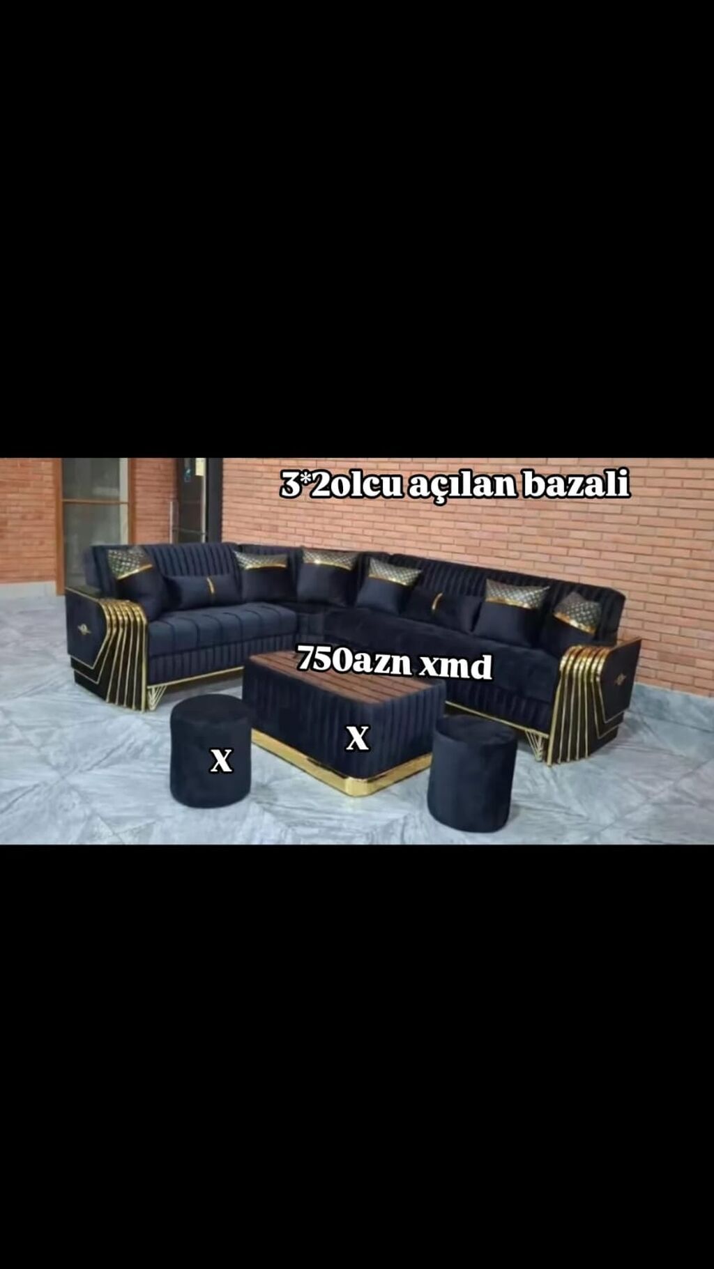 3×2 ölçülü, açılan-bazalı künc divan dəsti - L‑şəkilli künc divan — Yumşaq mobilya dəstləri, Bakı (2)