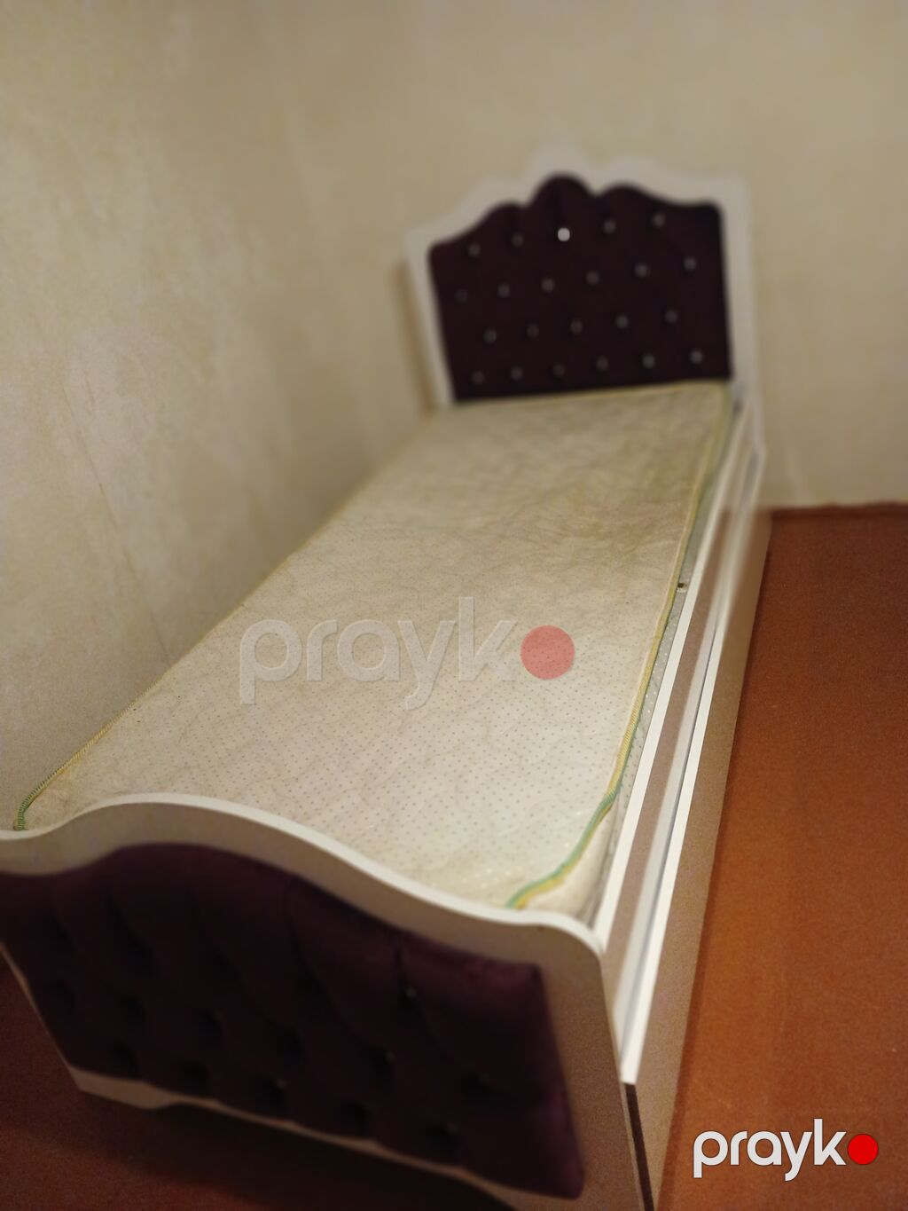 Tək nəfərlik çarpayı – bazalıdı və ağ korpus + bənövşəyi — Yataqlar, Bakı (2)