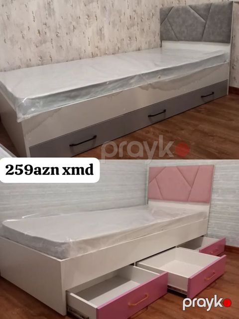 Tək nəfərlik çarpayı – alt hissədə 3 geniş saxlama çəkməsi ilə. Başlıq — Mehdiabad