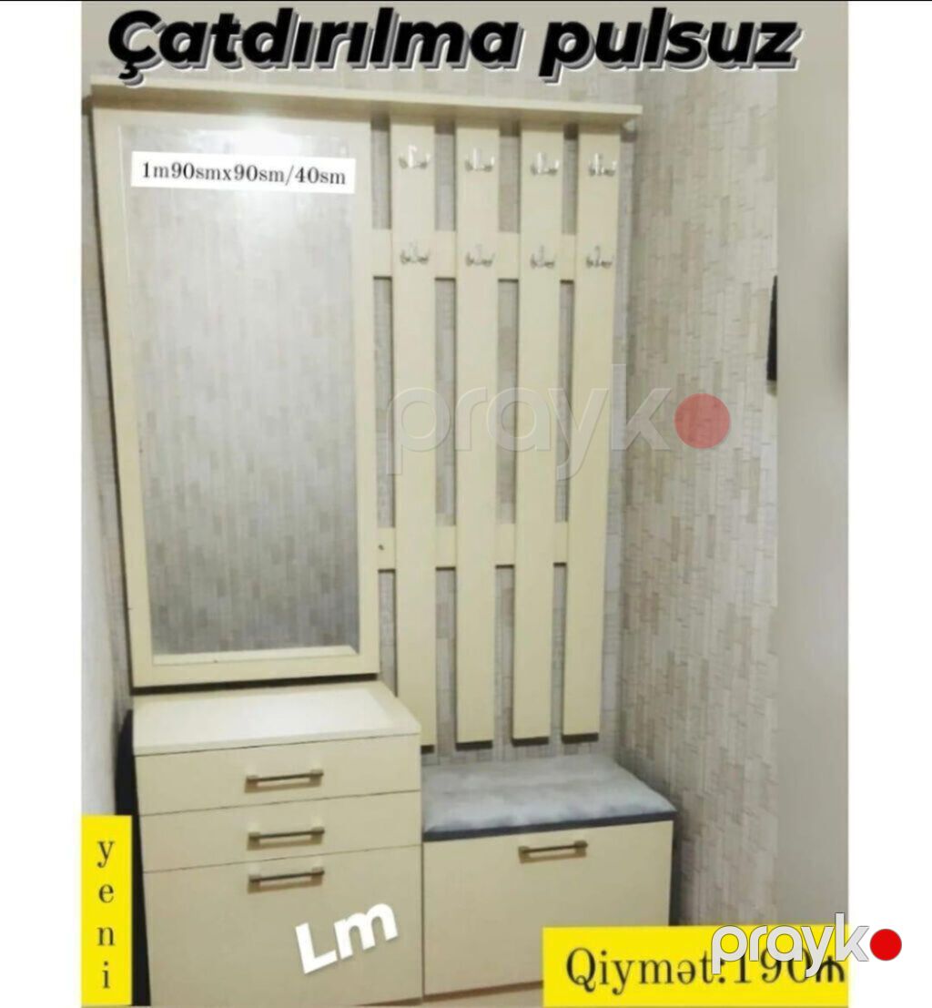 Dəhliz dolabı təmiz laminatla Qiymət 199₼ Təhvil qısa zamanda — Xol üçün, Bakı (2)