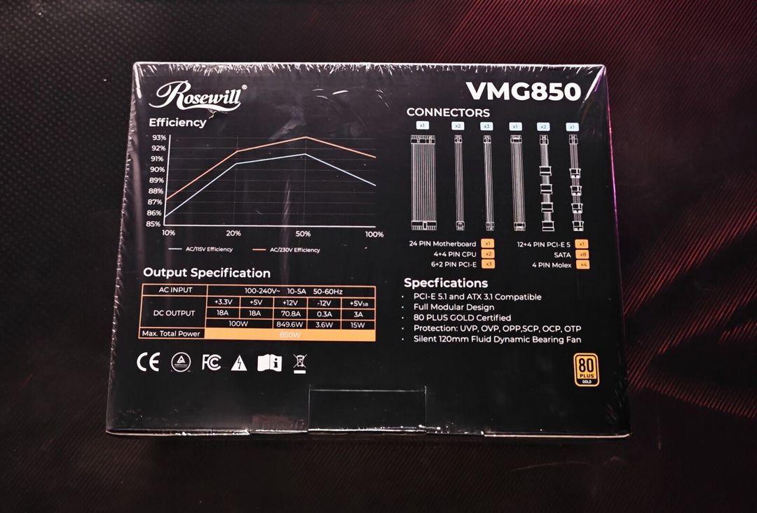 Rosewill VMG 850W 80+ Gold ATX 3.1 — Kompüterlər və noutbuklar, Bakı (3)