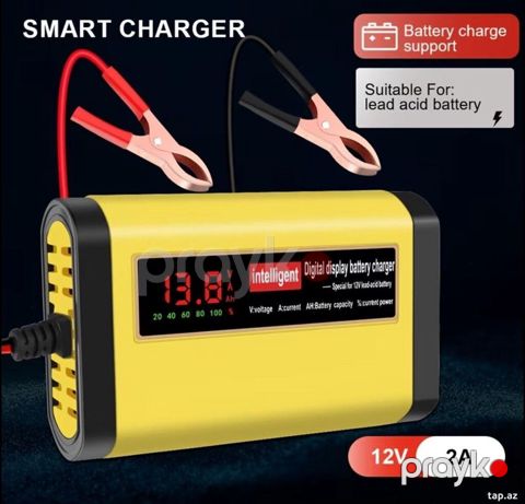 12V akkumulyator üçün rəqəmsal avtomatik şarj cihazı Rəsmi iş yeri — Bakı
