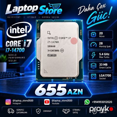 Intel Core i7-14700 — 655 AZN Güclü və müasir sistem yığmaq — Bakı