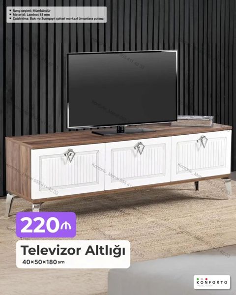 Televizor altlığı – ölçülər: 40×50×180 sm Xüsusiyyətlər: - Material — Bakı
