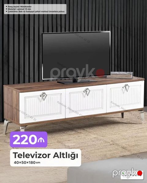 Televizor altlığı – ölçülər: 40×50×180 sm Xüsusiyyətlər: - Material — Bakı