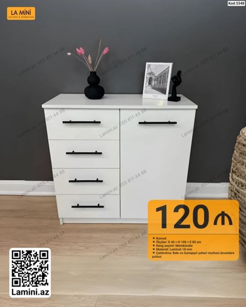 Məhsul: Komod - Ölçülər: Dərinlik 40 sm Hündürlük 100 sm En 80 sm — Bakı