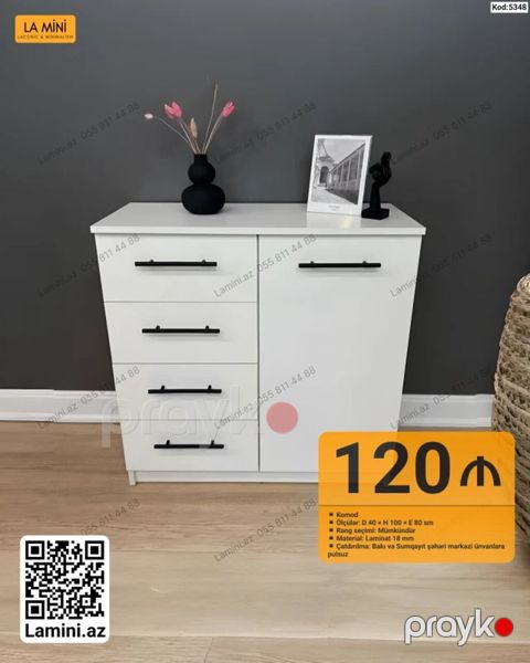 Məhsul: Komod - Ölçülər: Dərinlik 40 sm Hündürlük 100 sm En 80 sm — Bakı