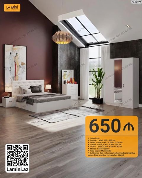 LA Mını – Yataq Dəsti (Kod: 2074) Tərkibi: - Çarpayı: 1 ədəd, 160 — Bakı