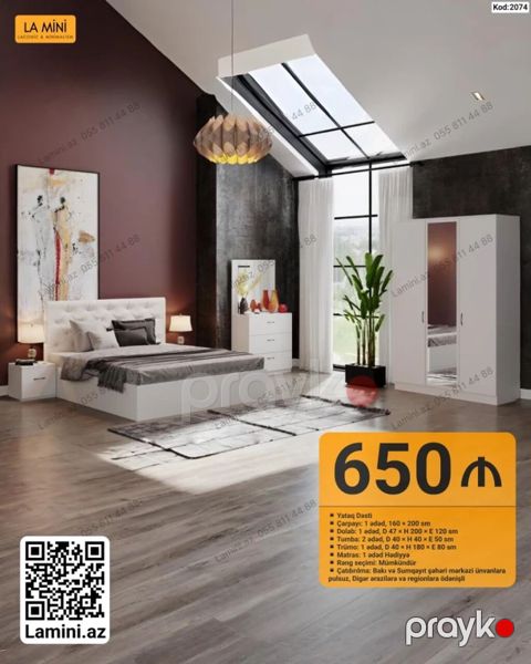 LA Mını – Yataq Dəsti (Kod: 2074) Tərkibi: - Çarpayı: 1 ədəd, 160 — Bakı