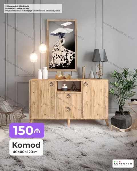 Komod – 40×80×120 sm - Material: 18 mm laminat - Rəng seçimi — Bakı