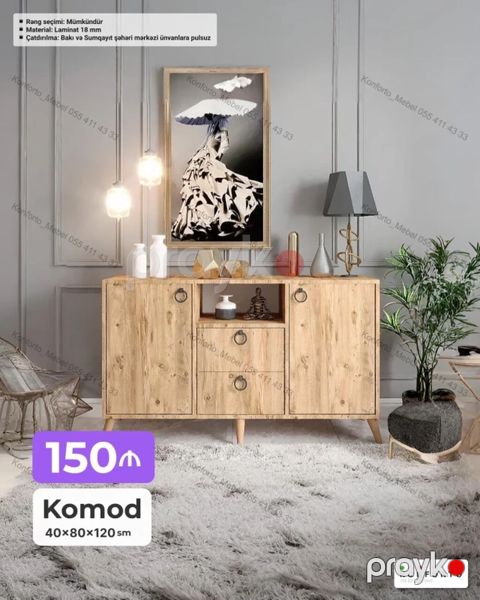 Komod – 40×80×120 sm - Material: 18 mm laminat - Rəng seçimi — Bakı