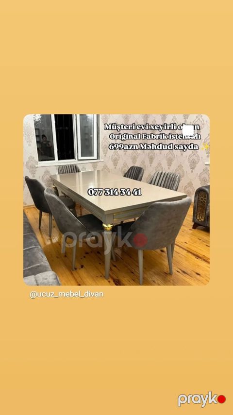Masa dəsti – orijinal fabrik istehsalı - Komplekt: yemək masası + 6 — Bakı