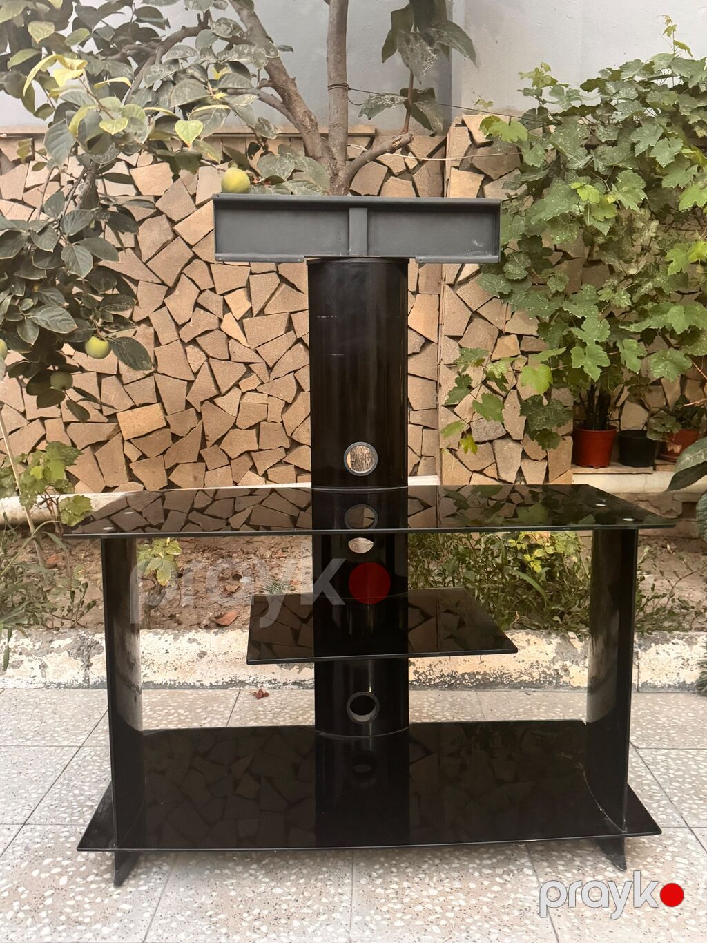 Şüşə TV stendi və asqı sistemi - Rəng: parlaq qara - Material: qalın — Televizor altlıqları və standlar, Bakı (4)