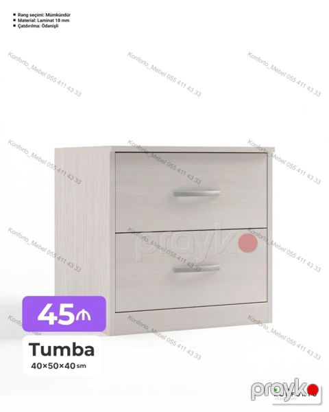 Tumba – 40×50×40 sm - 2 çekməcəli, rahat saxlanma üçün - Rəng seçimi — Bakı