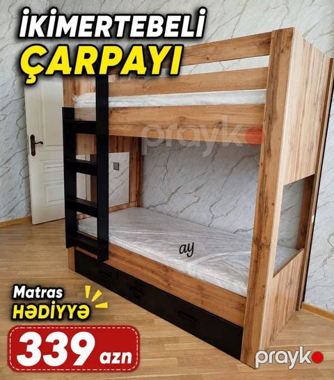 İkimərtəbəli çarpayı – funksional və estetik dizayn - Material: taxta