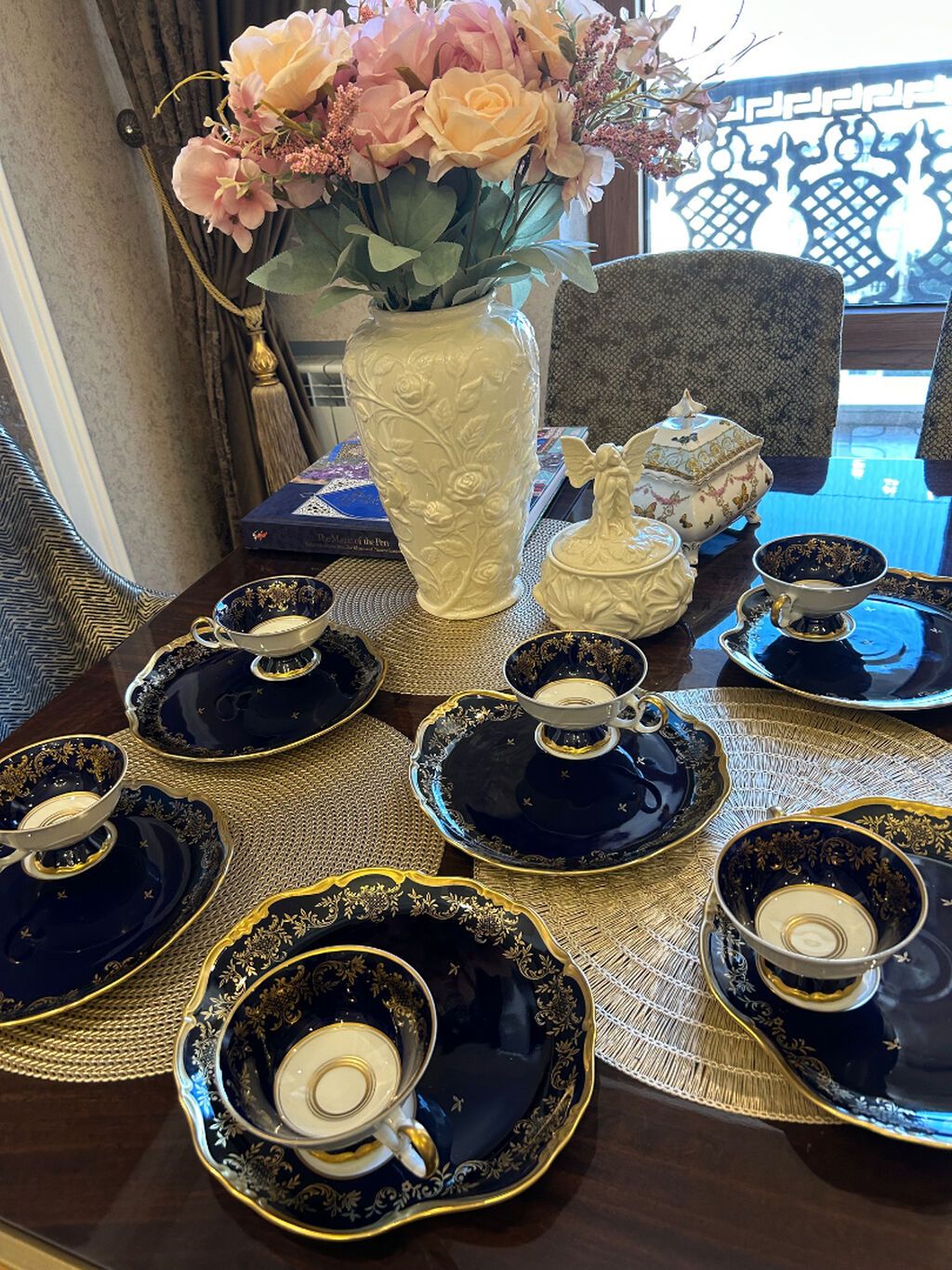 Çay dəsti, rəng - Göy, Kobalt, Weimar, 6 nəfərlik, Almaniya — Süfrə qabı, Bakı (6)