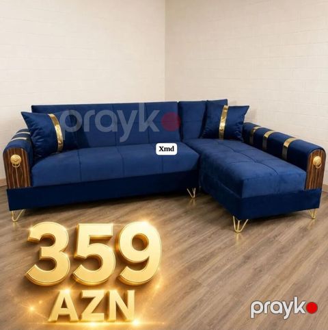Məhsul: L formalı yumşaq künc divan Rəng: Dərin göy Parça — Bakı
