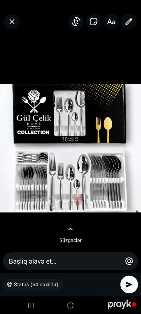 Gül Çelik Home Collection – 30 parçalı çəngəl-bıçaq qaşıq dəsti — Bakı