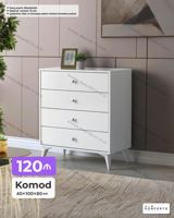 Ağ rəngdə, müasir dizaynlı komod - Ölçülər: 40 100 80 sm — Mallar
